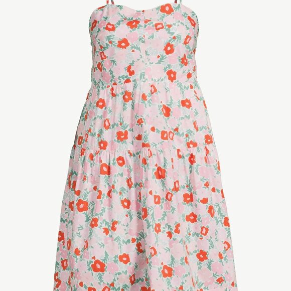 Free Assembly Women's Floral Tiered Midi Dress with Tie Back Size XXL - Picture 3 of 15